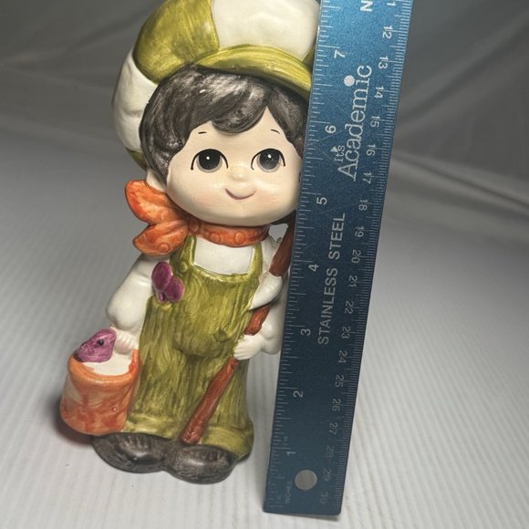 Coin Bank, Boy Fishing Figurine, Ceramic, Retro, Vintage 70's, 7 Inches Tall - Picture 7 of 8